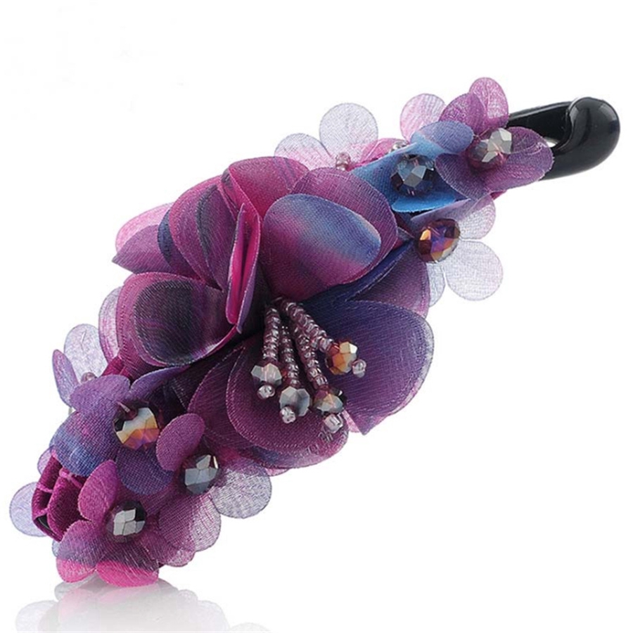 Kẹp tóc phối ren hoa dệt bằng tay có xâu hạt thời trang Hàn Quốc