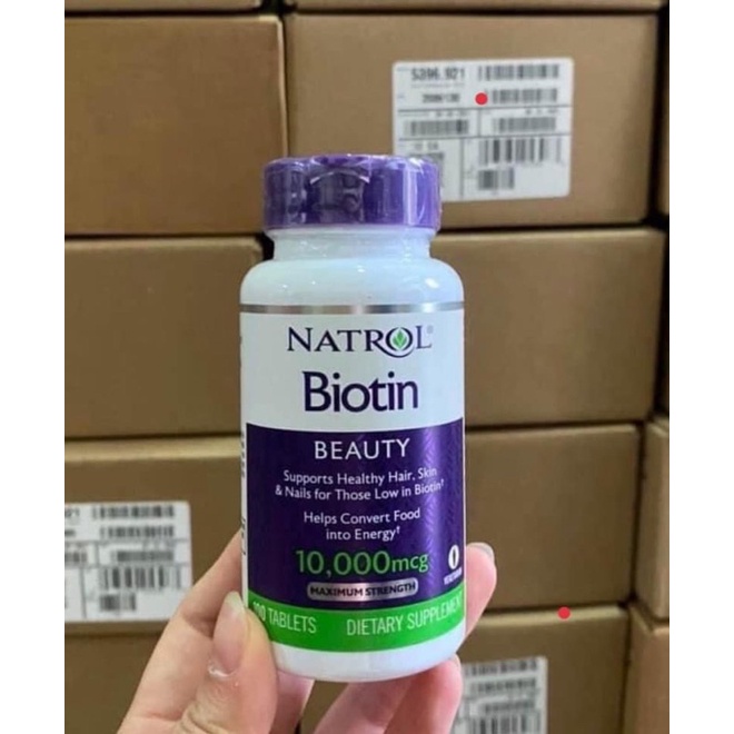 Viên uống mọc tóc Natrol Biotin 10000mcg