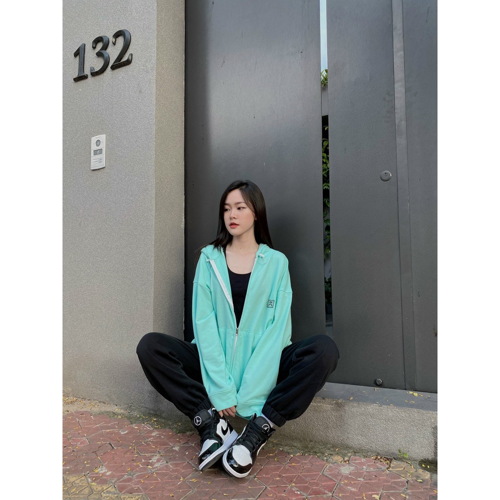 ÁO HOODIE FULLZIP &quot;STORY&quot; MACARON AQUA BAMBOO