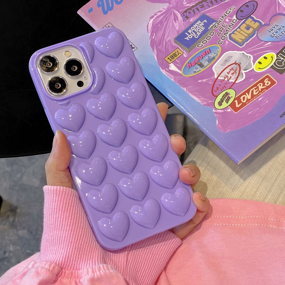 Ôp Điện Thoại tpu Dẻo Họa Tiết Trái Tim 3d Xinh Xắn Cho iphone 15 14 13 11 12 pro max mini xr x xs 7 8 plus se 2020 Ốp