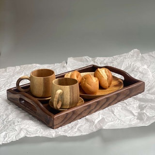 Khay gỗ decor đa năng có tay cầm (35x24x5cm) dùng để bưng bê đồ ăn và đồ uống chụp ảnh ... Khay gỗ đa năng cao cấp
