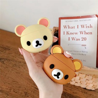 Vỏ bảo vệ hộp đựng tai nghe Airpods hình gấu nâu Rilakkuma bằng silicone