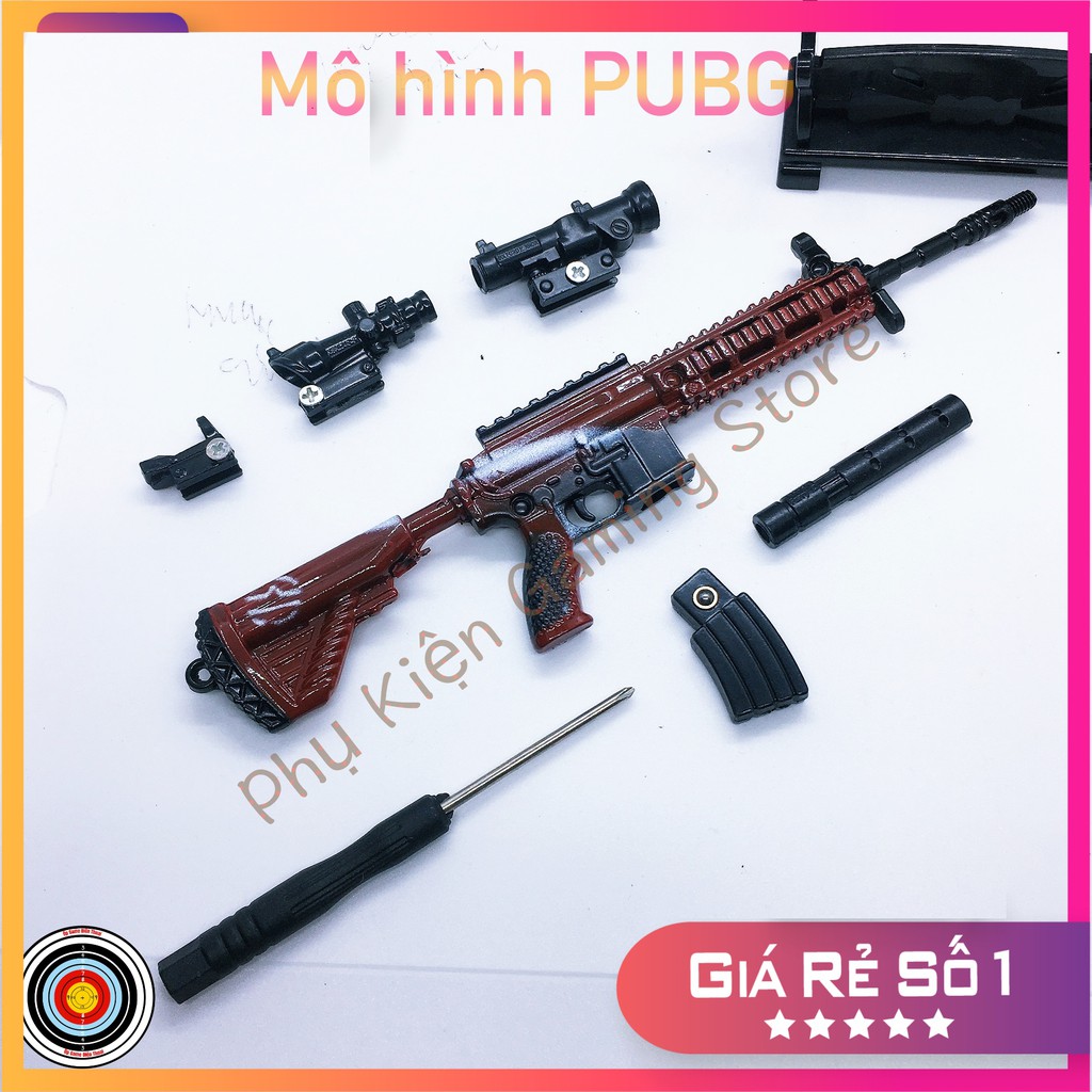 Mô hình súng pubg kim loại lắp ráp M416 skin Red Lifelong dài 20cm mô phỏng giống thật trong game