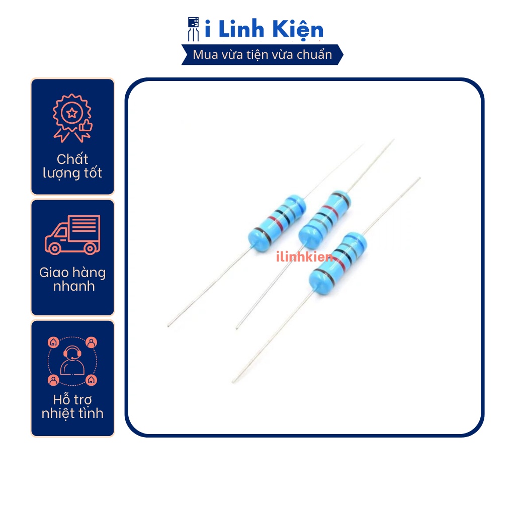 Điện trở vạch 3W 1R – 470R 1% chân đồng
