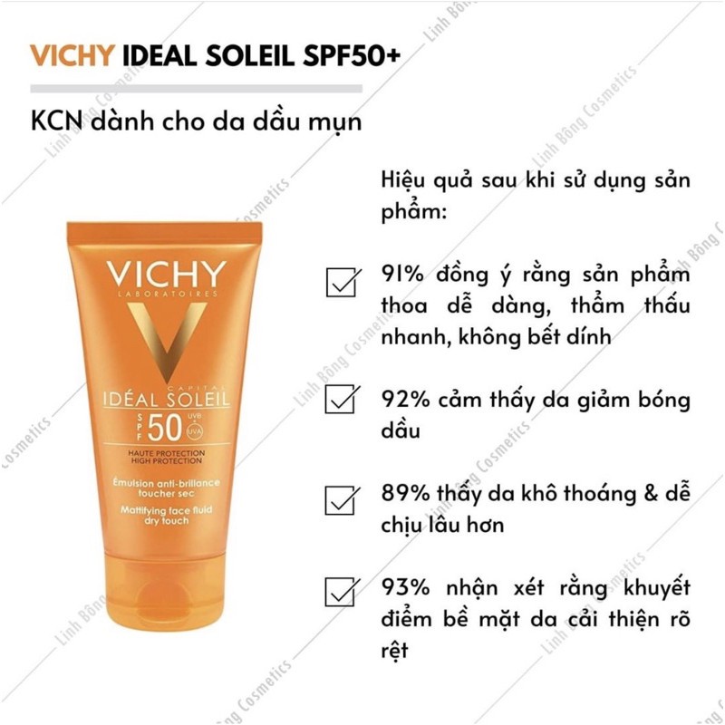 Kem Chống Nắng Vichy chính hãng SPF50 Không Gây Nhờn RítSPF50 Vichy Capital Soleil (50ml) - kem chong nang