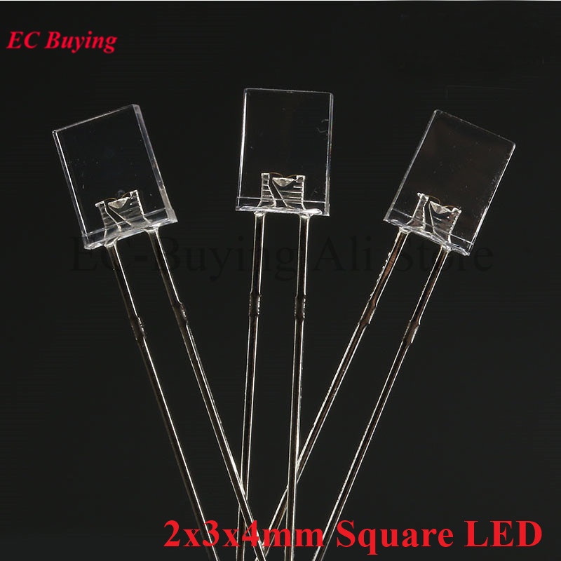 Set 100 Đèn LED Điốt Hình Vuông 2*3*4mm 2x3x4mm Siêu Sáng