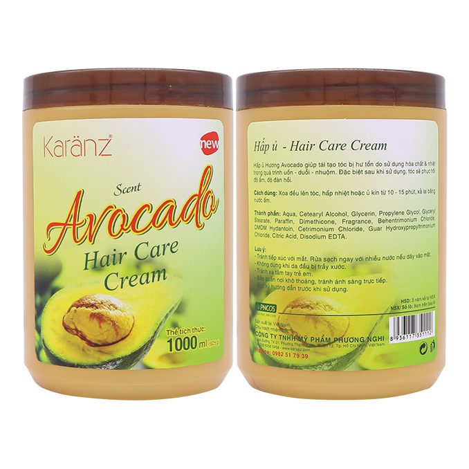 Hấp dầu (kem ủ tóc) mềm mượt, phục hồi khô xơ, hư tổn Avocado Karanz Hair Care Cream 1000ml (Hũ cao)