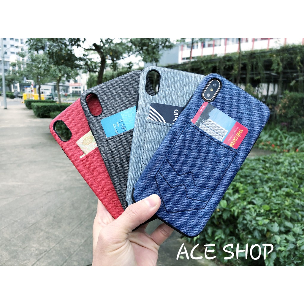 Ốp silicon vải jeans có túi cho iPhone X/XS