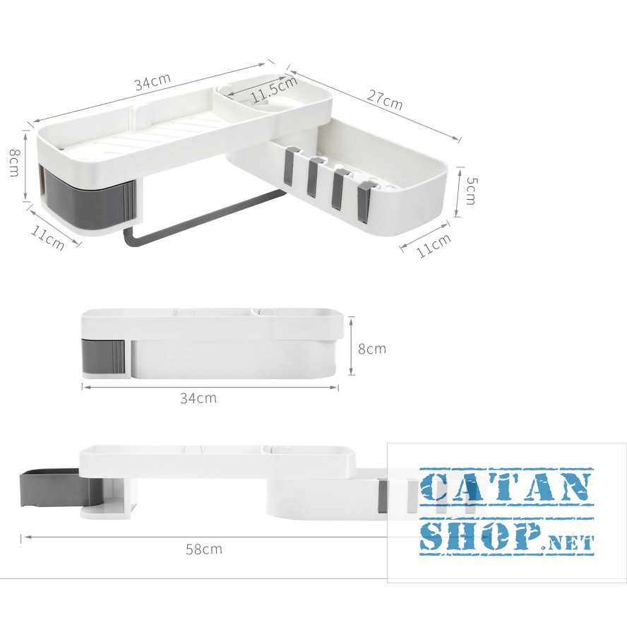 Kệ để đồ nhà tắm xoay 180 2 tầng sang trọng, kệ để đồ gia đình xoay siêu chắc chắn, tiện dụng GD236-KNTXoay