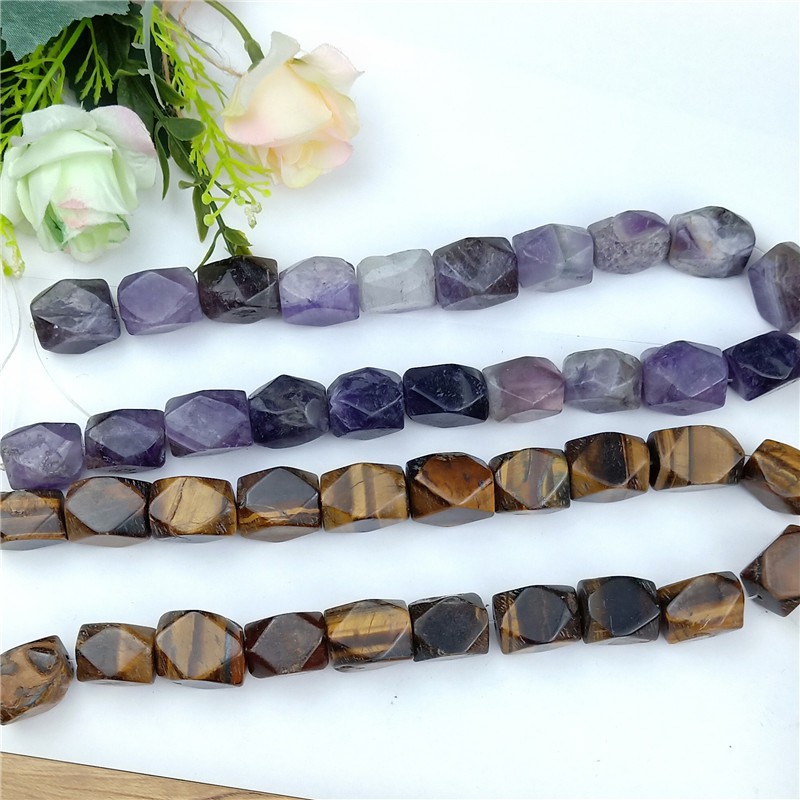 2-5 -10 viên mắt hổ nâu vàng/ tha.ch anh tím thô mài cạnh to 10x20mm