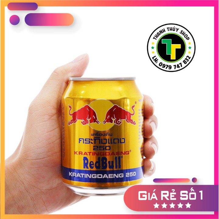 Combo 06 lon - Nước tăng lực bò cụng Redbull chính hiệu nhập khẩu từ Thái Lan loại 250ml