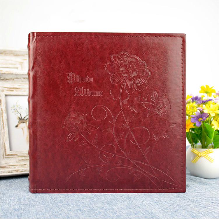 Leather Cover Album, Large 6-Inch Paper Core Pocket Album, Plastic Pocket Photo Album, 200 Sheets Large 6-Inch 4D Capacity, Pp HD Transparent Bag, Bamboo Joint round Back Binding
