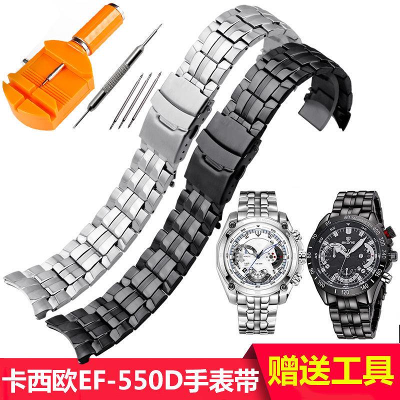 Dây Đeo Thay Thế Bằng Thép Không Gỉ Đen Đỏ Cho Đồng Hồ Casio EF-550D 1A7A