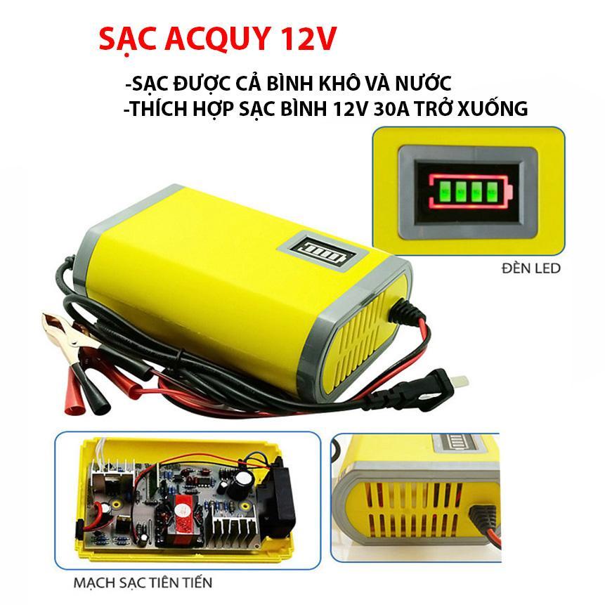 Sạc bình ắc quy tự ngắt khi đầy có quạt tản nhiệt SMH cho ô tô , xe máy, xe đạp điện 12V/2A ,bảo hành toàn quốc