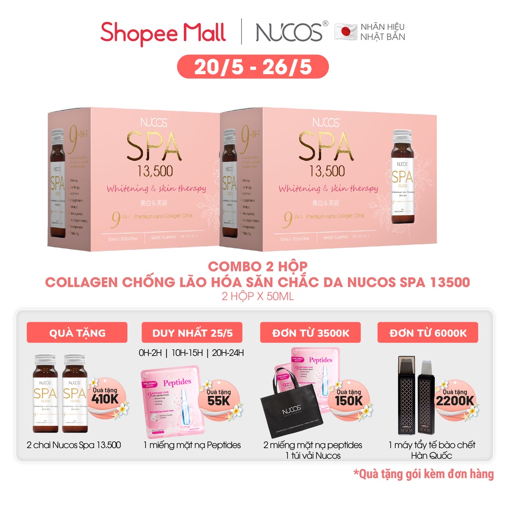 Combo 2 Hộp Collagen chống lão hóa săn chắc da Nucos Spa 13500 2x10Chaix50ml