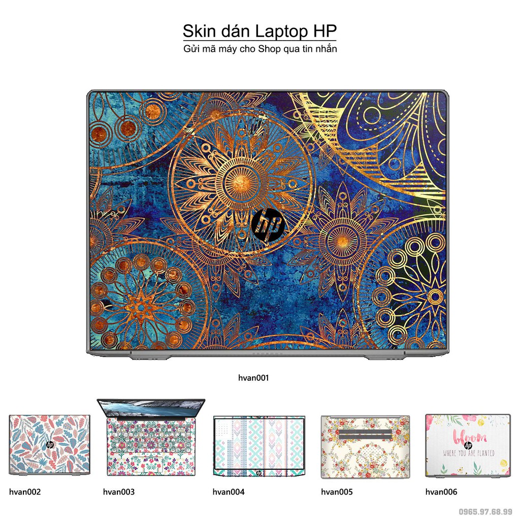 Skin dán Laptop HP in hình Hoa văn (inbox mã máy cho Shop)