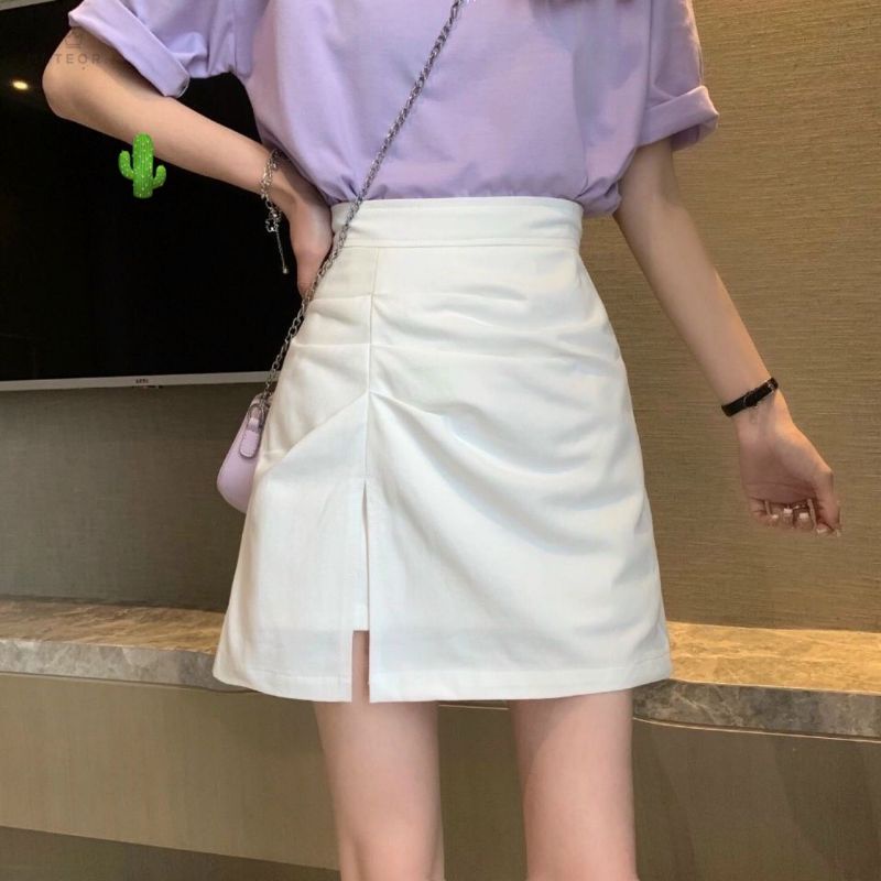 Chân váy xẻ tà 2 lốp  lưng cao hot trend B.C