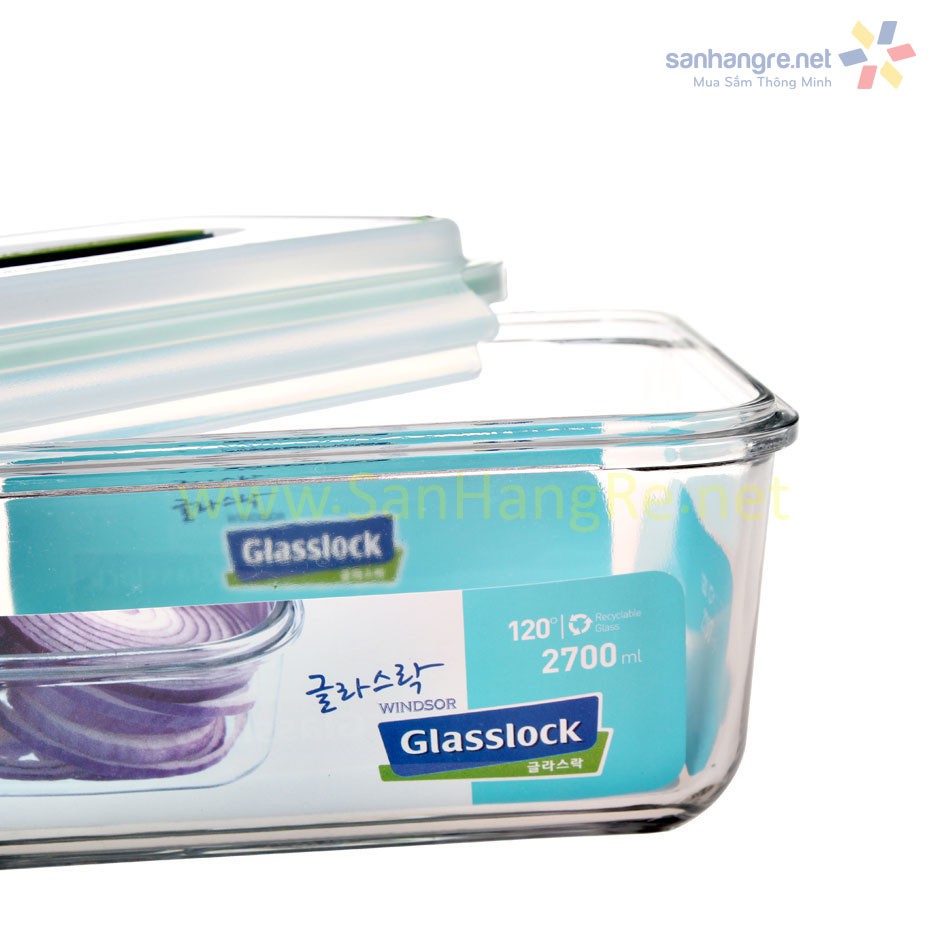 Hôp thủy tinh GLASSLOCK 2700ml có tay cầm MHRB270