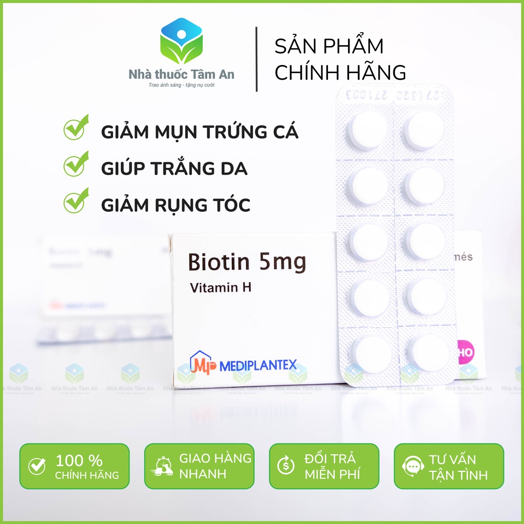 Viên uống Biotin - vitamin H chống rụng tóc,giúp tóc và móng chắc khoẻ,da trắng mịn