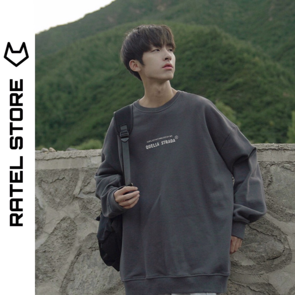 Áo Sweater Local Brand Nỉ Bông Cổ Tròn QUELLA STRADA BY ME Ulzzang Unisex Form Rộng