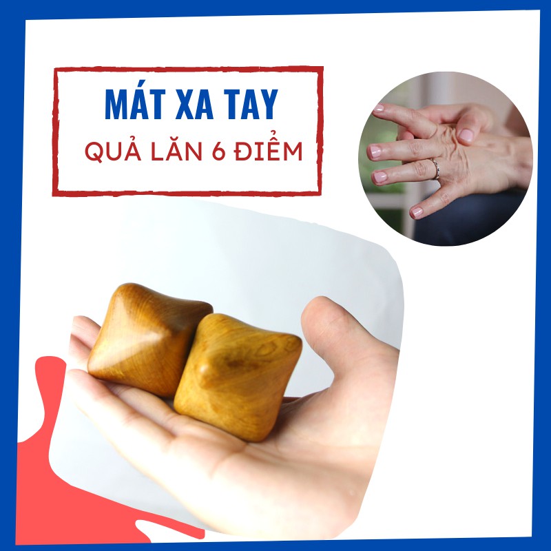 Quả lăn mát xa tay bằng gỗ - combo 2 quả