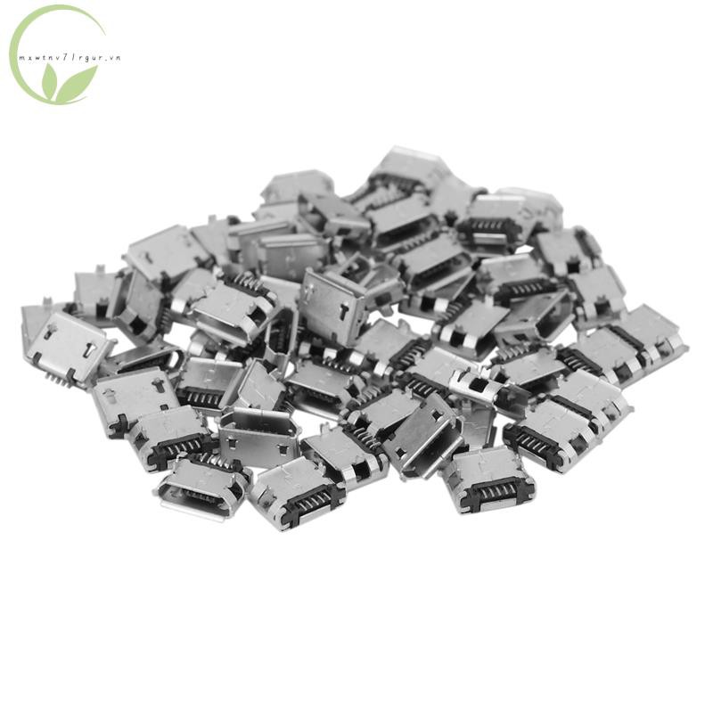 60pcs Micro-Usb Type B Female 5 Pin Smt Layer Smd Dip Connector