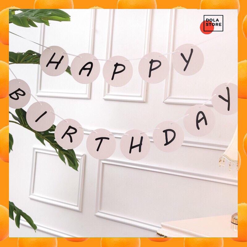Dây chữ Happy Birthday tròn trắng trang trí sinh nhật phong cách Hàn Quốc