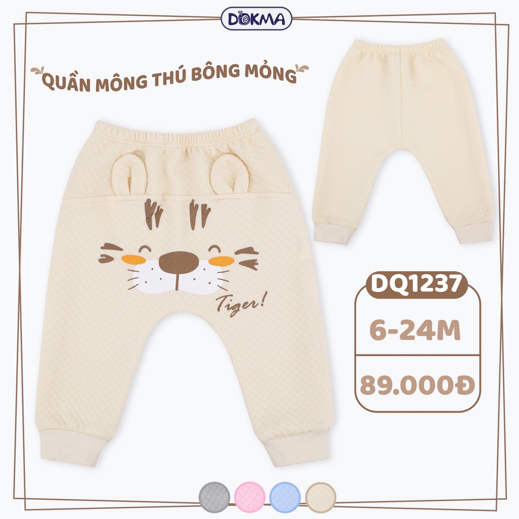 Dokma - Quần mông thú trần bông dày in mông thú cho bé 3-9 tháng DQ625 DQ1237
