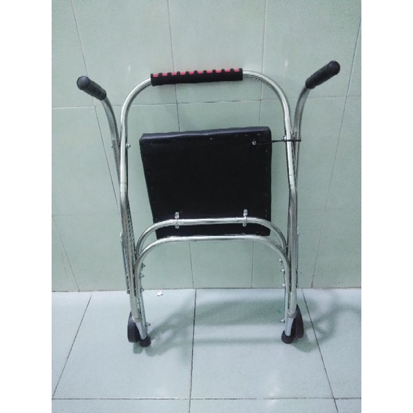 Khung tập đi có ghế ngồi bằng inox 100% loại tốt, khung tập đi dành cho người già