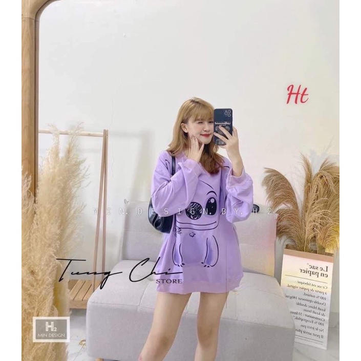 Áo swearter nỉ cotton Stich tím H2A