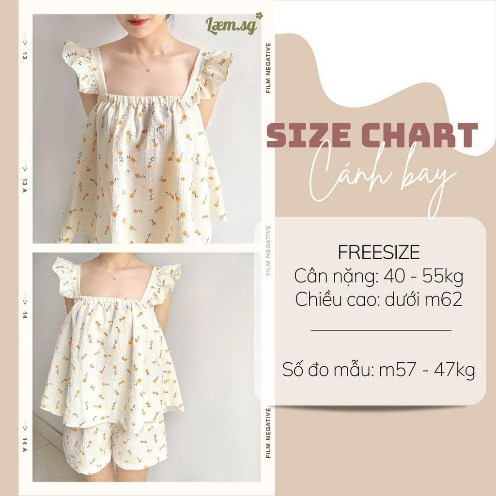 Set đồ ngủ Pijama hai dây cánh tiên bay chất đũi xốp hàn họa tiết thỏ cà rốt - Laem Saigon