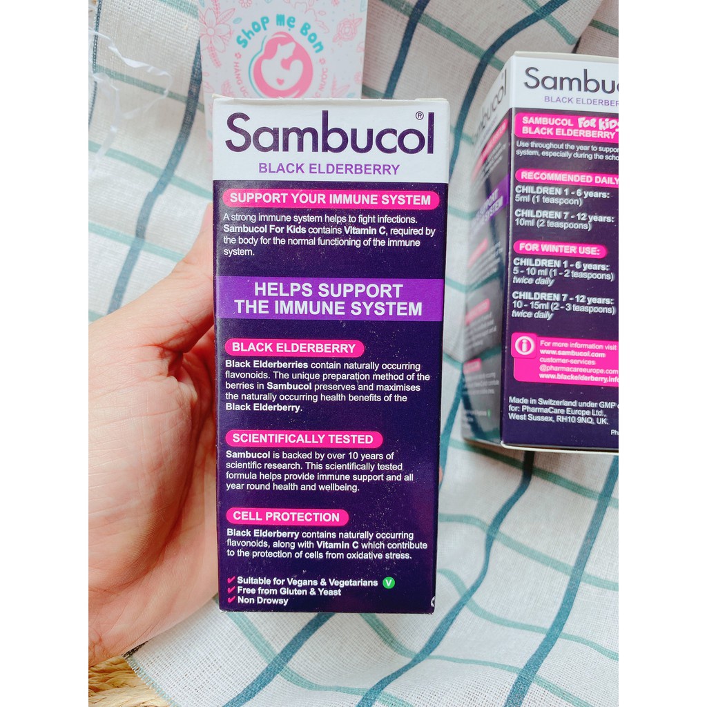 Siro Tăng đề kháng Sambucol Liquid 120ml cho Bé Từ 1 - 12 Tuổi - UK ÚC ÚC