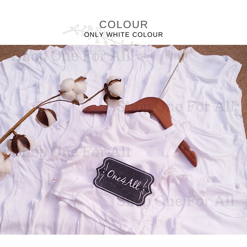 Áo thun ba lỗ trắng cho bé trai bé gái cotton hai chiều mặt vải lụa - sản phẩm của shop ONEFORALL