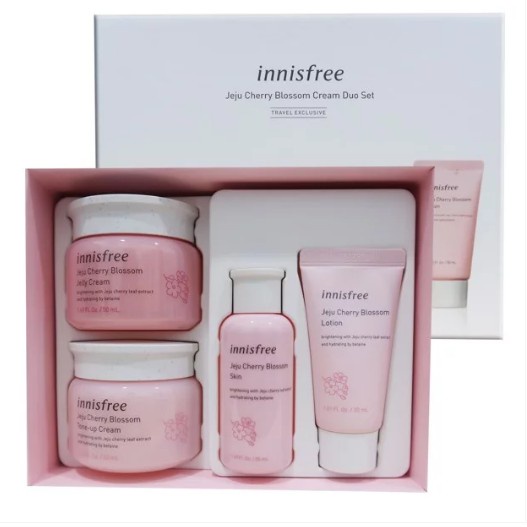 BỘ DƯỠNG ẨM DƯỠNG TRẮNG NÂNG TONE CHIẾT XUẤT HOA ANH ĐÀO INNISFREE JEJU CHERRY BLOSSOM CREAM DUO SET