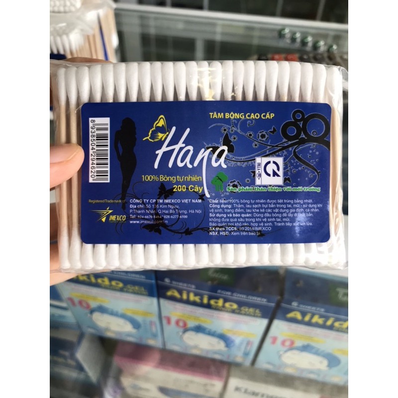 Tăm Bông Cao Cấp Hana gói 100-200 cây