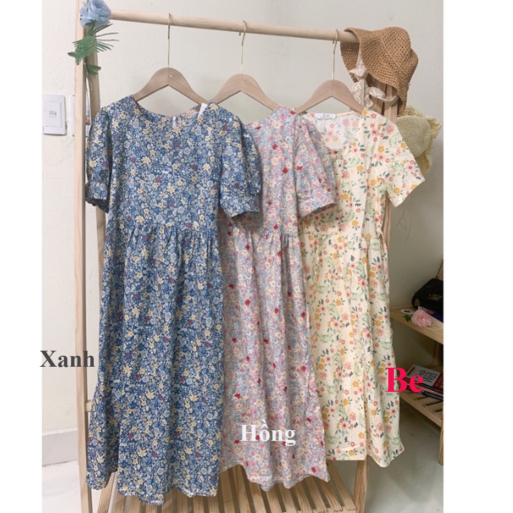 Váy babydoll hoa marry kiểu mới dáng tiểu thư, đầm hoa vintage cộc tay có thắt nơ eo, đầm nữ dự tiệc dáng đẹp -CKV9005 | BigBuy360 - bigbuy360.vn