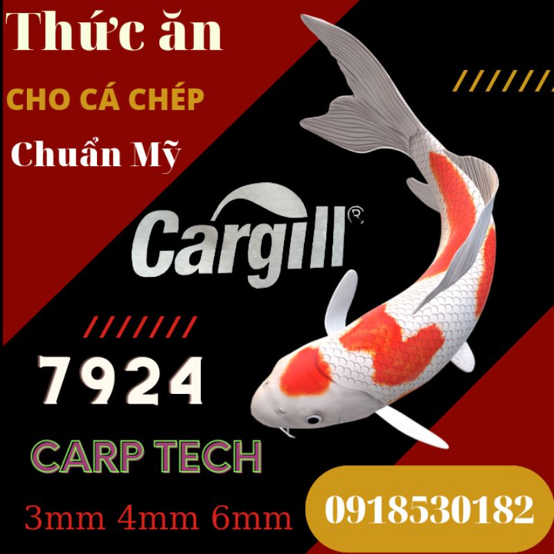 1kg Cám nuôi cá Chép Cargill 7924, thức ăn cá koi, cá ba đuôi mồi câu siêu dính