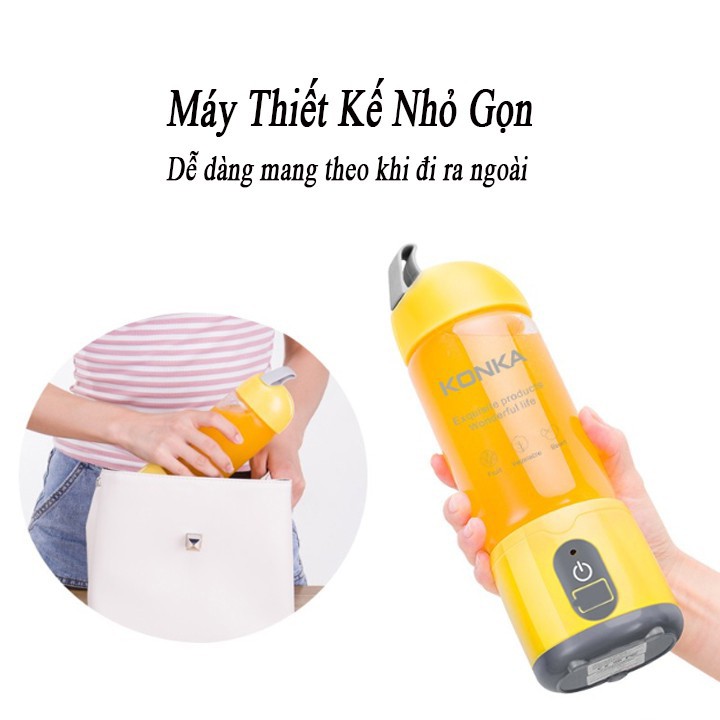 Máy Xay Sinh Tố Cầm Tay KONKA Chính Hãng Dung Tích 400ml Với 6 Lưỡi Thép Cao Cấp, MDT024