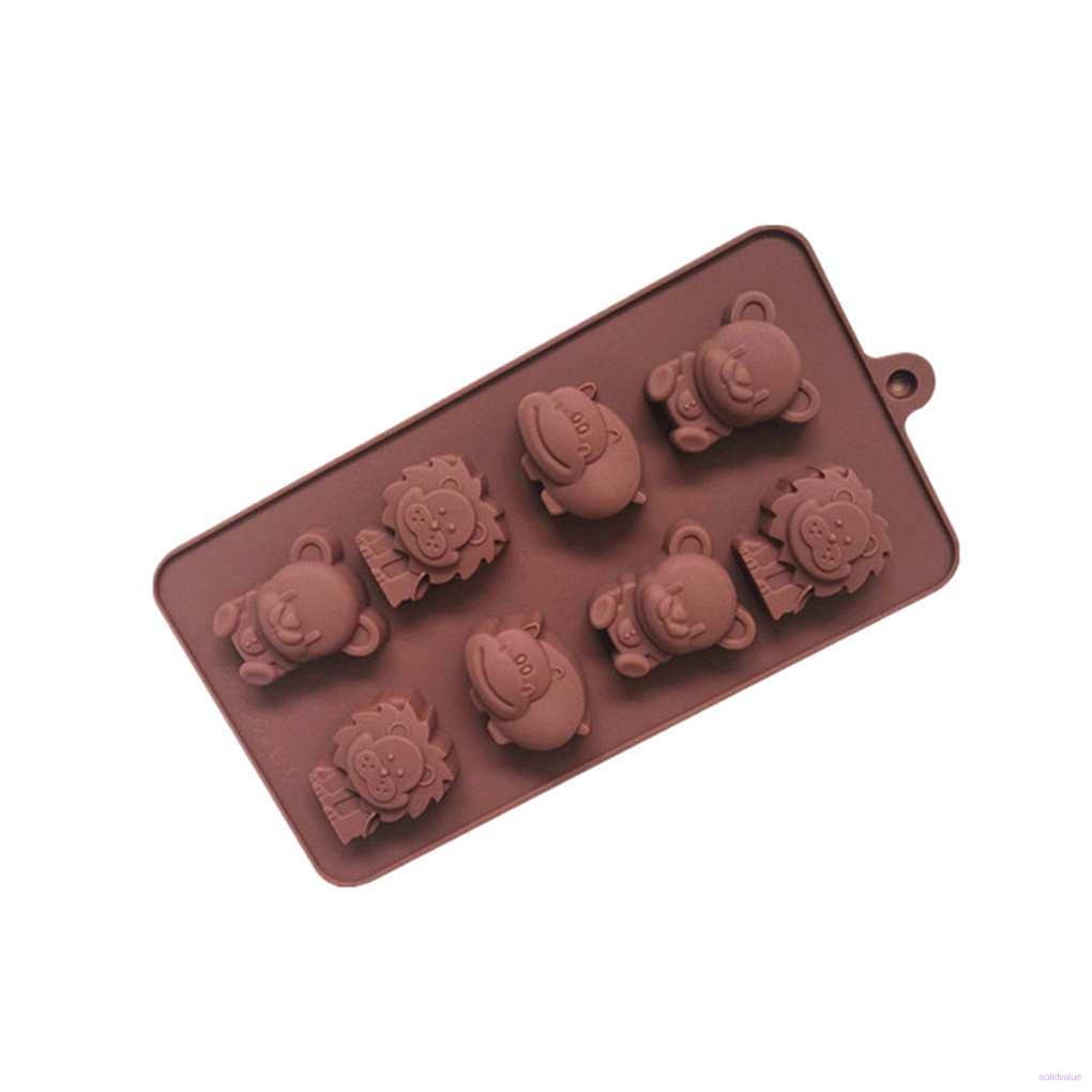 8 Grid 3D Hippo Bear Lion DIY Cake Mold Small Animal Jelly Chocolate Soap DIY Kitchenware Bakeware Mould solidvalue.vn