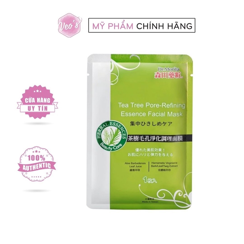 Mặt Nạ Giấy Làm Dịu Da Dr.Morita Tea Tree Pore-Refining Essence Facial Mask