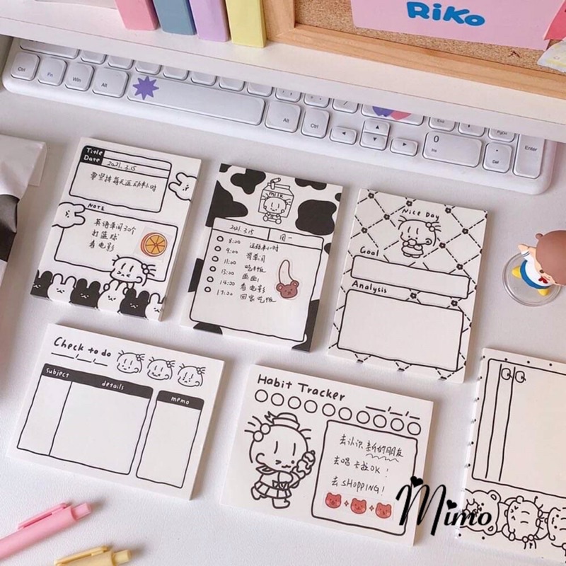 Thế giới doanh nghiệp: Giấy note giấy ghi chú cute văn phòng phẩm hình cô gái 80 tờ có dính kích thước 11*8cm  họa tiết cực đáng yêu