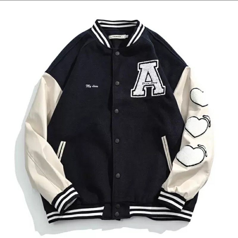 Áo Khoác BOMBER 🌸 Áo Bomber Chữ A tay tim Nam Nữ Chất Cực Đẹp Ulzzang Hottrend 2022 - Hà