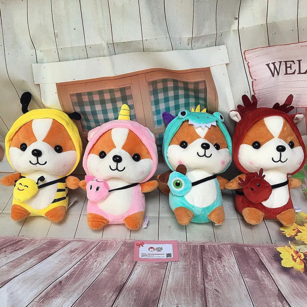 [Mã LIFEBTFEB giảm 10% đơn 150K] Gấu Bông Chó Shiba Cosplay mềm mịn size nhỏ 25 cm. Gấu bông shiba Cosplay siêu chất