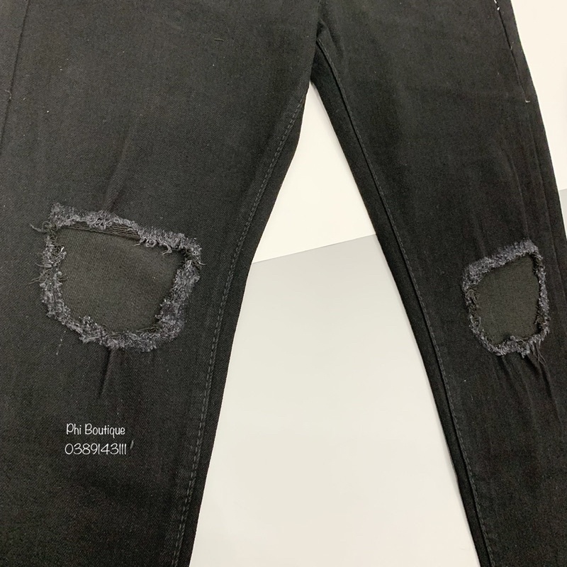 Quần Jean Bò Nam Rách Thủng Gối Phá Cách Dáng Slim Fit QJ92P