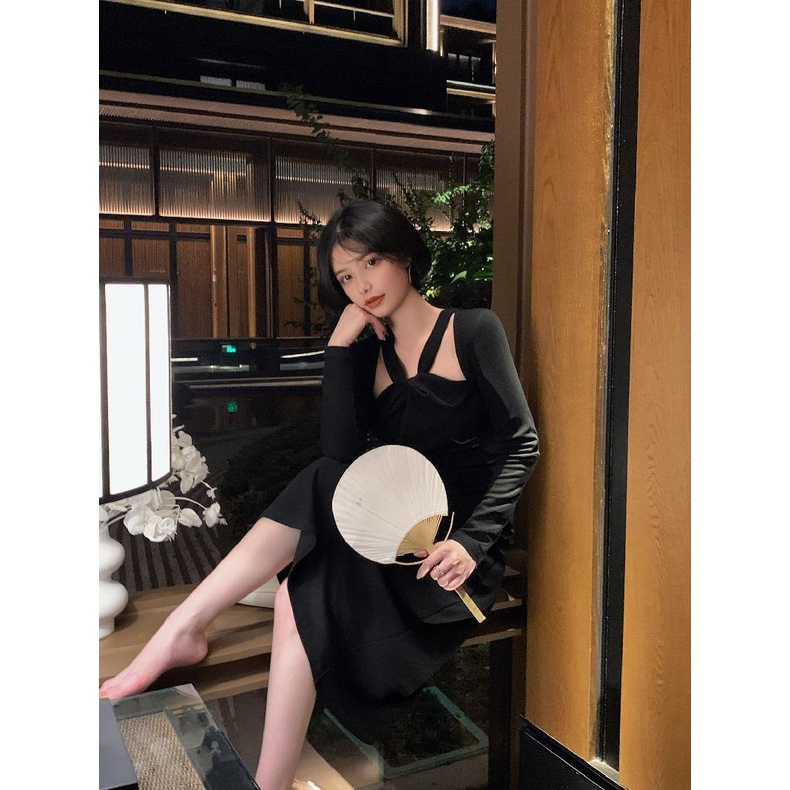 COZOK Đầm tay dài kiểu dáng đơn giản hợp thời trang