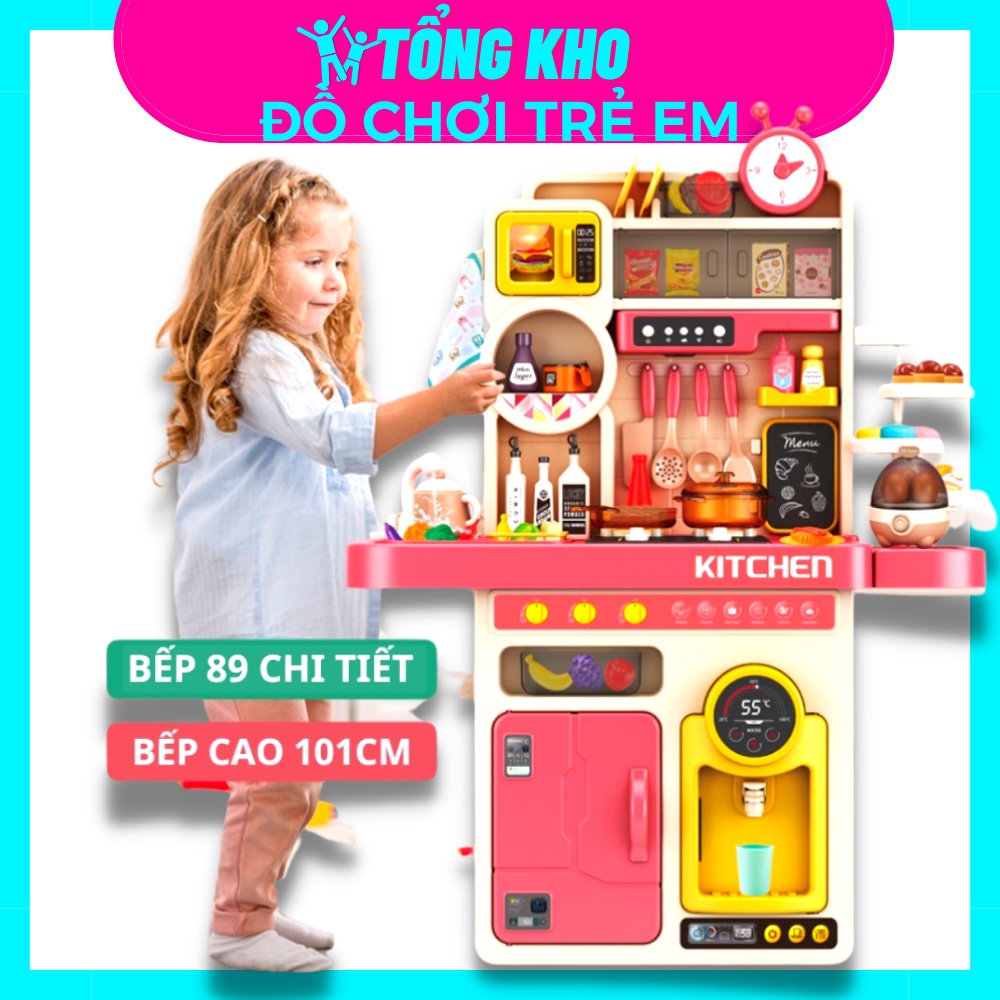 Đồ Chơi Nhà Bếp Cao Cấp Cỡ Lớn 48/ 89 Chi Tiết Cao 97 CM Cho Bé Chính Hãng, Bộ Đồ Chơi Học Nấu Ăn Cho Bé