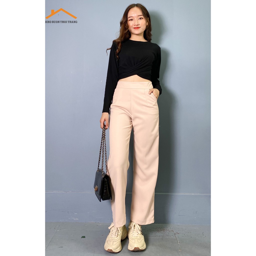Quần Ống Rộng Nữ, Quần Tây Ống Suông Lưng Cao Khóa Sườn Siêu Tôn Dáng Dễ Phối Đồ, Đi Làm, Đi Chơi Đều Đẹp.