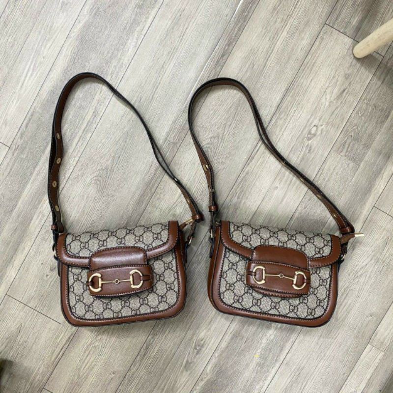 Túi Hà Hồ Linh Store Túi Xách Nữ Hà Hồ Đeo Chéo Viền Nâu Sang Chảnh