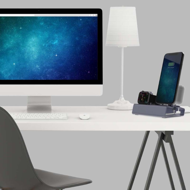 Đế Sạc 3 Trong 1 Bằng Nhôm Cho Tai nghe ko dây táo 1/2 táo Watch Series 1/2/3/4 42mm 38mm 40mm 44mm