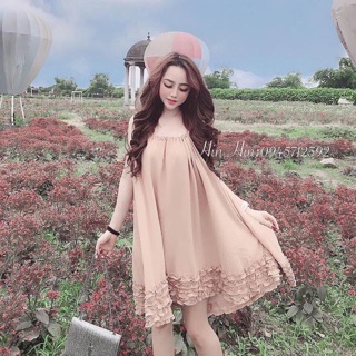 T1602- Đầm suông xoè nhúng lai bèo